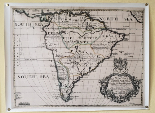 Afiches Mapas Antiguos En Tela Pvc Sudamérica Y Santiago