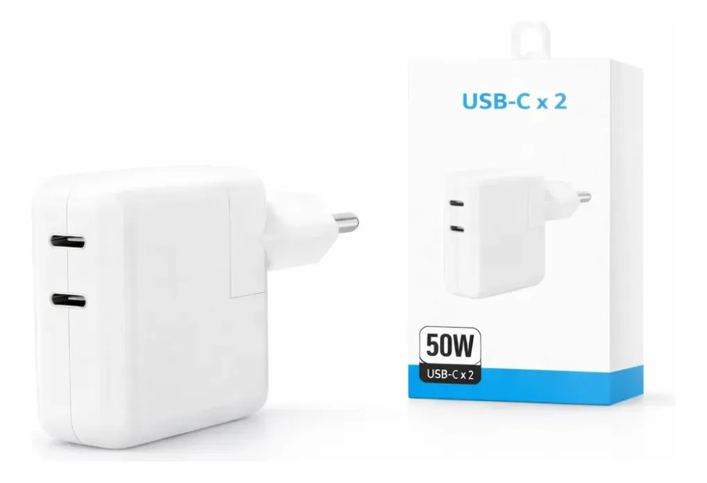 Fonte Macbook iPhone Macbook A1534 A1540 50w 2 Portas Usb-c Preto
