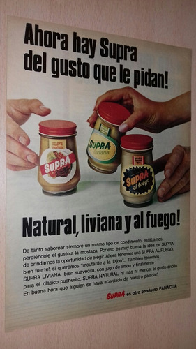 P118 Clipping Antigua Publicidad Mostaza Supra Año 1969