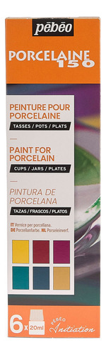 Set De 6 Pinturas Para Porcelana Gloss 20 Ml - Pebeo 150