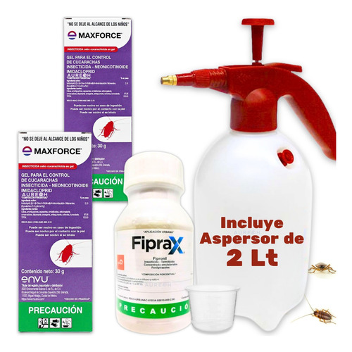 Kit Efectivo Mata Cucarachas Maxforce Bayer Fiprax Aspersor 