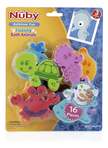 Nuby 16 Piezas Flotante Espuma De Baño Animales Set
