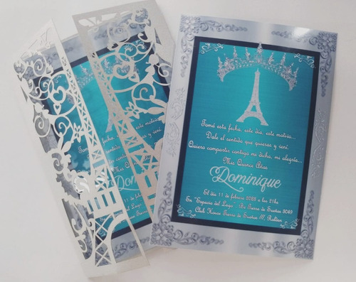 15 Invitaciones Caladas Torre Eiffel