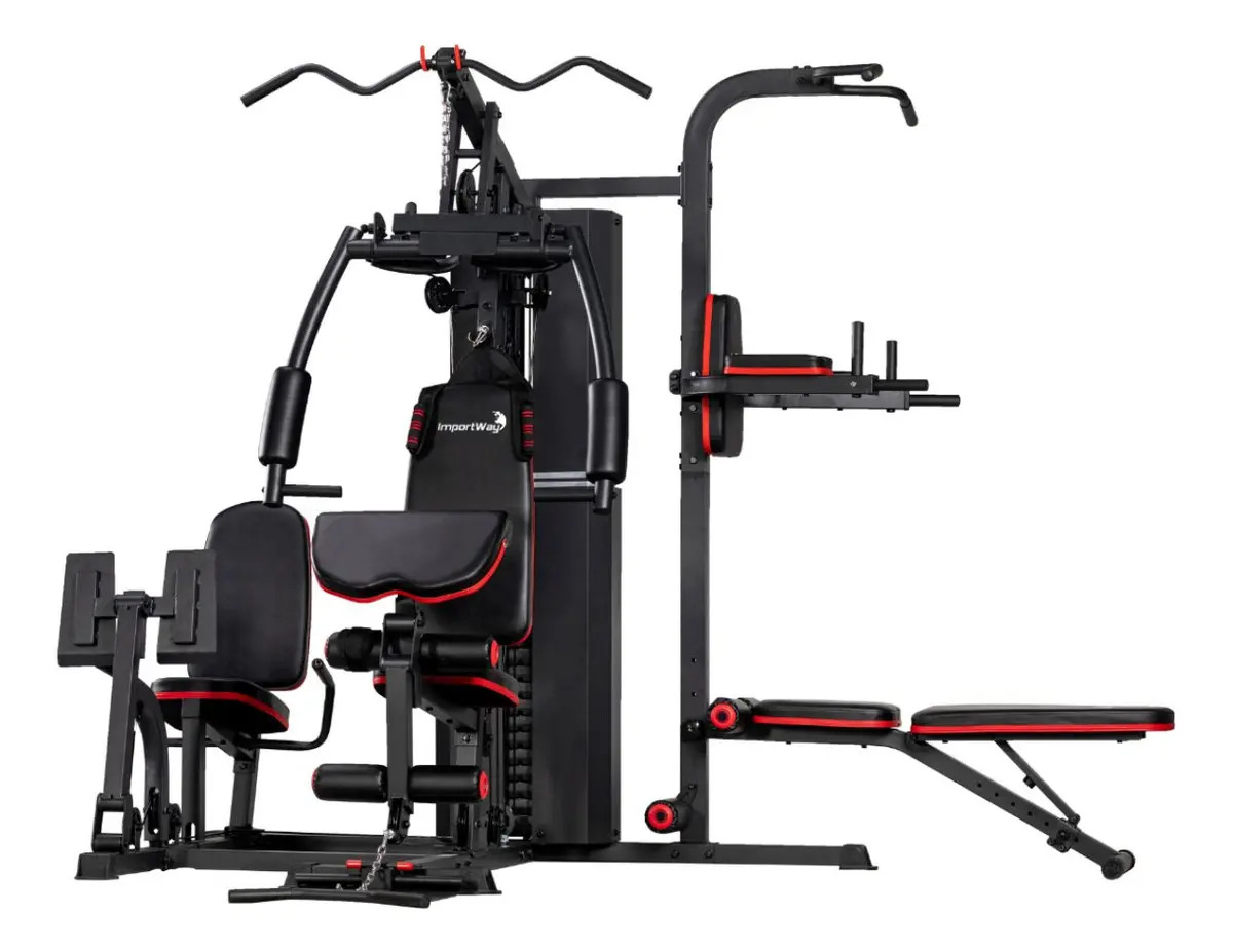 Multi Estação Musculação Academia Completo Carga 72 Kg Fit Estrutura Preto