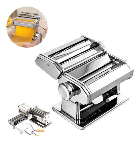 Máquina Macarrão Ravióli Cilindro Inox Massa Caseira Manual Cor Prateado Nenhum