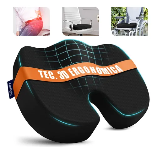 Almofada Assento Ortopédica Viscoelástica De Cóccix Alivio Dor Pa...