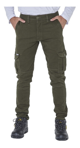 Pantalon Cargo Elastizado Pampero Fit Chupin Hombre Trabajo