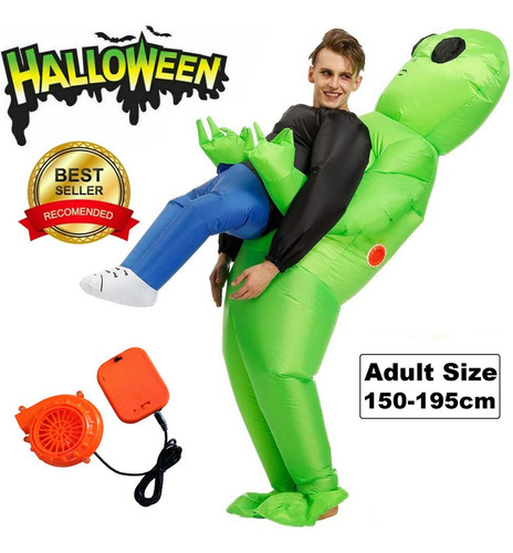 Alien Inflable Disfraz Traje Mujer Hombre Navidad Halloween Para Adultos 150-195cm Con Bomba De Aire Y Caja De Batería