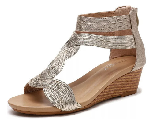 Elegantes Sandalias Romanas Con Tacón Inclinado Lady Lone L