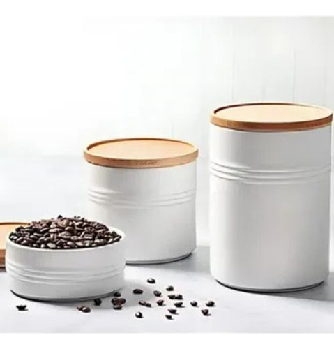 Pote Le Creuset Em Cerâmica Com Tampa De Madeira 1,1l Branco