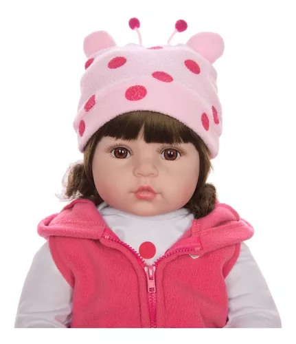 Boneca Bebê Reborn Realista de Silicone NPK 48cm e Girafinha - USA