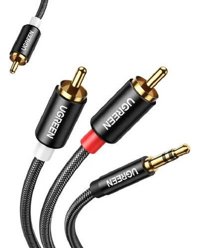 Cable 1m Auxiliar 3.5mm Rca Nylon Trenzado Tv Audio Stereo