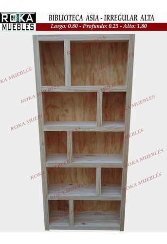 Imagen 1 de 4 de Biblioteca Asia Irregular Pino 80x25x180 Roka