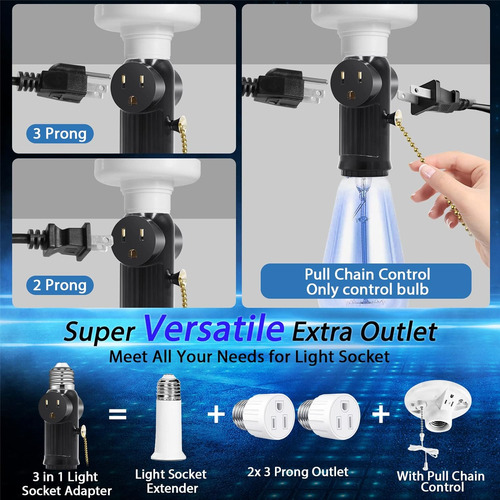 Adaptador De Enchufe Portalámparas De 3 Patas Cadena, ...