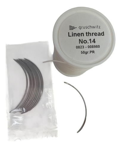 Hilo De Lino N°14 + Agujas Sutura 55mm De Regalo