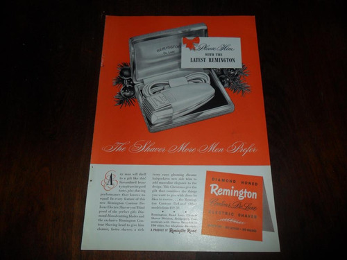 Antigua Publicidad 1949 Afeitadora Remington
