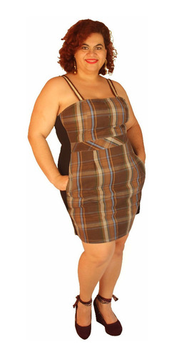 Vestido Xadrez Ampulheta Plus Size (do 44 Ao 52)