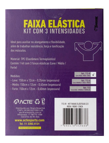 Kit Faixas Em Látex Band 3 Intensidades -leve Médio Difícil