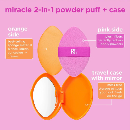 Miracle 2 In 1 Powder Puff + Travel Case Real Techniques