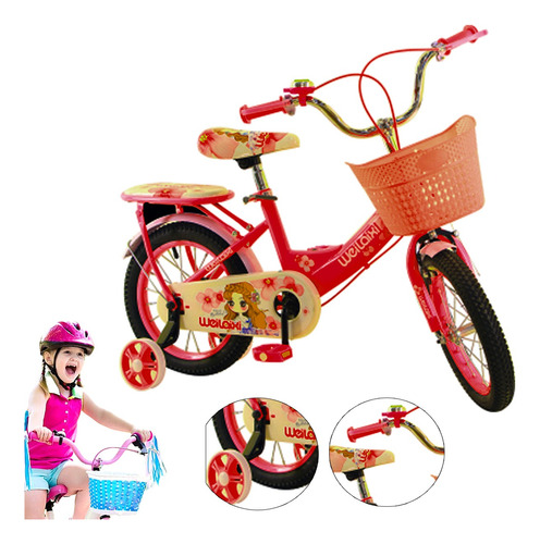 Bicicleta Infantil R-14 Niñas Con Canastilla Entrenamiento 