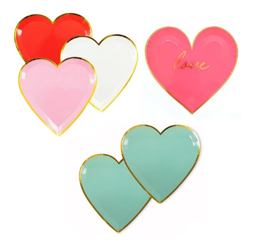 Platos Polipapel Corazon Pastel X 10 Unidades