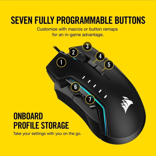 Mouse Gamer Corsair Glaive Rgb Pro 7 Botões 18000 Dpi Preto (Usado)