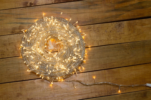 Imagen 4 de 6 de Serie 500 Luces Led 50 Mts Luz Ambar Fija Cable Transparente