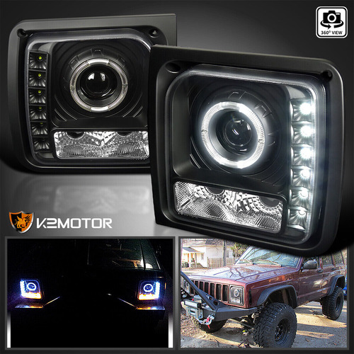 Par Faro Negro Led Jeep Cherokee Sport 1998 4.0l