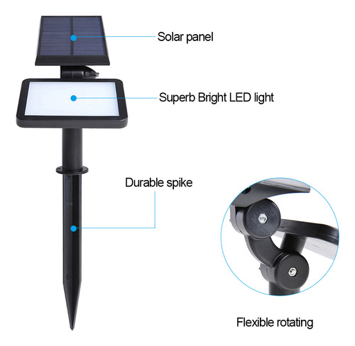 Foco Solar De 48 Led, 4 Modos, Ip65, Batería Recargable