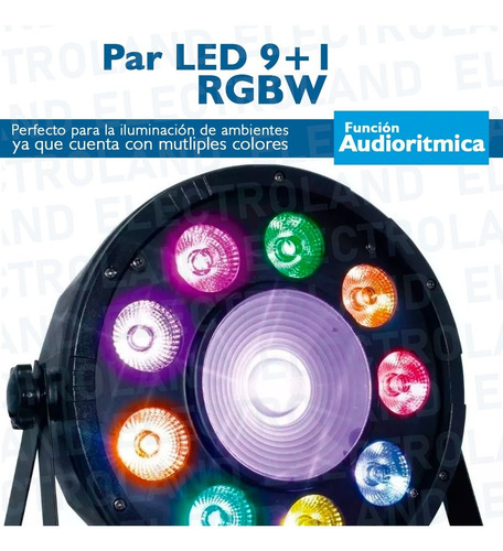 Imagen 2 de 10 de Par Led Negro Proton Rgbw Profesional 9 X 10w + 1 X 30w 120w