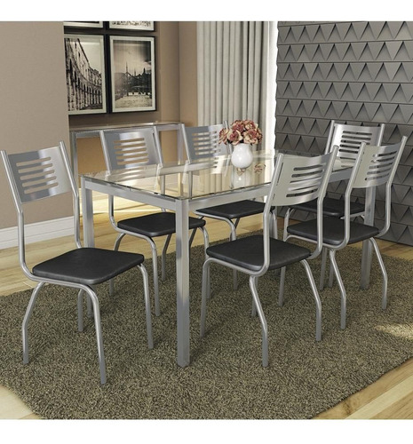 Conjunto Kappesberg Crome Mesa Reno Com 6 Cadeiras Munique