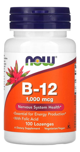 Vitamina B12 1000mcg Com Ácido Fólico 100past Sublingual Now