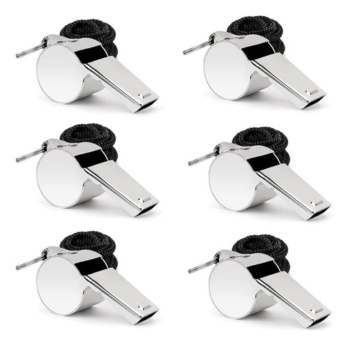W 6 Pcs Silbato De Acero Inoxidable, Silbatos Árbitro,