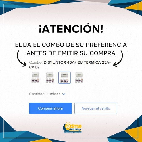 Kit Instalación Domiciliaria 2x Termica Disyuntor Caja 40a