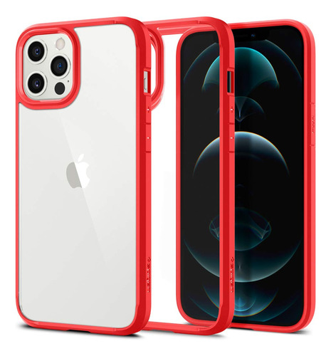 Funda Para iPhone 12 Pro Max Spigen Ultra Hybrid Rojo