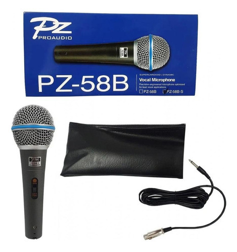 Microfone De Mão Com Fio Pz58b Pz Audio