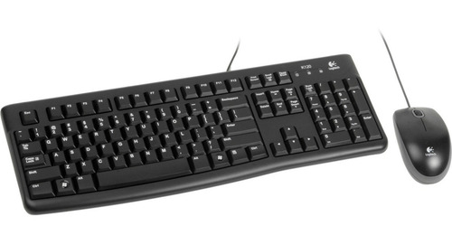 Kit de teclado y mouse Logitech MK120 Español Latinoamérica de color negro
