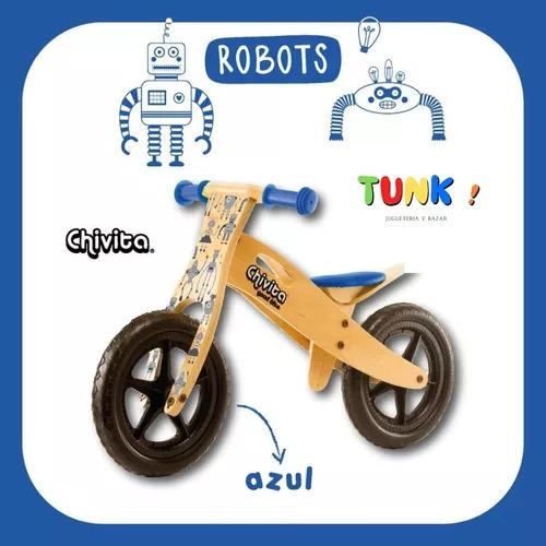 Chivita Original Azul Bici Para Niños De Madera Sin Pedales