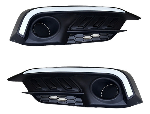 Imagen 4 de 7 de Kit Rejilla Faro Auxiliar P/ Honda Civic 2017 A 2019 Con Led