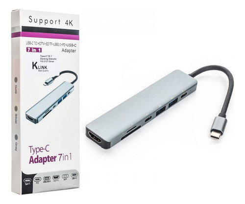 Dock Hub Usb-c 7 En 1 Hdmi 4k Sd/tf Usb 3.0 Pd / Tipo C X2
