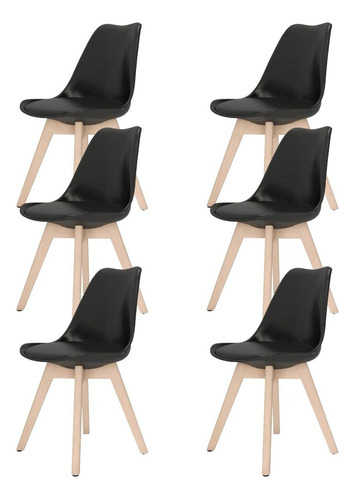 Kit 6 Cadeiras Saarinen Wood Com Estofamento Cores Variadas Cor Da Estrutura Da Cadeira Madeira Cor Do Assento Preto