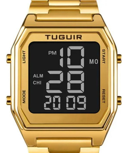 Relógio Tuguir 1735 Digital Com Calendário - Dourado