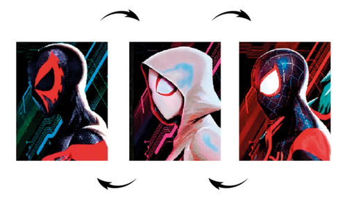 Cuadro 3d Lenticular Spiderman 2099 Gwen Stacy Miles Morales
