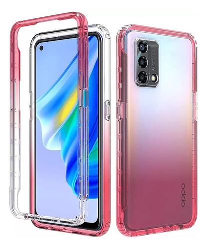 Funda 2 En 1 Uso Rudo For Modelos Oppo Bicolor Transparente