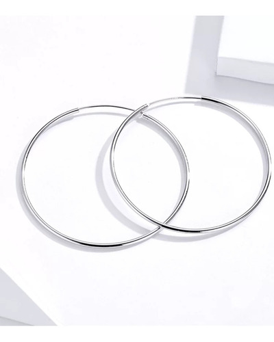 Aros De Argolla Grandes 50mm Plata Ley 925, Garantía 3 Meses