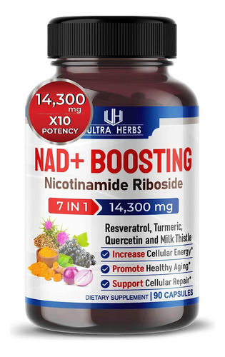 Suplemento en cápsula Ultra Herbs  Nad+ Booster nicotinamide riboside en frasco de 100g 90 un