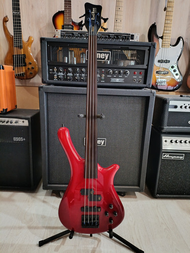 Bajo Rockbass Activo Fretless Inmaculado Diestro Rojo Laqueado 4 (Usado)