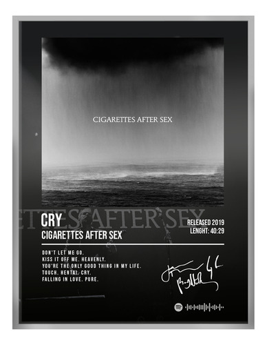 Cuadro Cigarettes After Sex Cry Music Firma C/marco 40x30