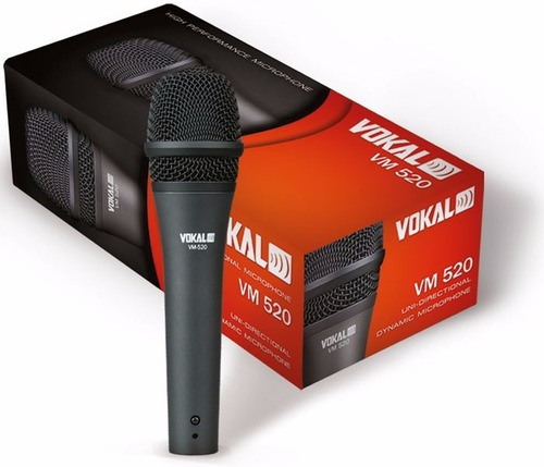 Microfone Profissional Vokal Vm520 Com Cabo E Bolsa Cor Preto