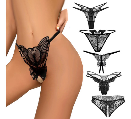 Encaje Tanga Encaje Sexy Bragas Transparente, Paquete De 5 U